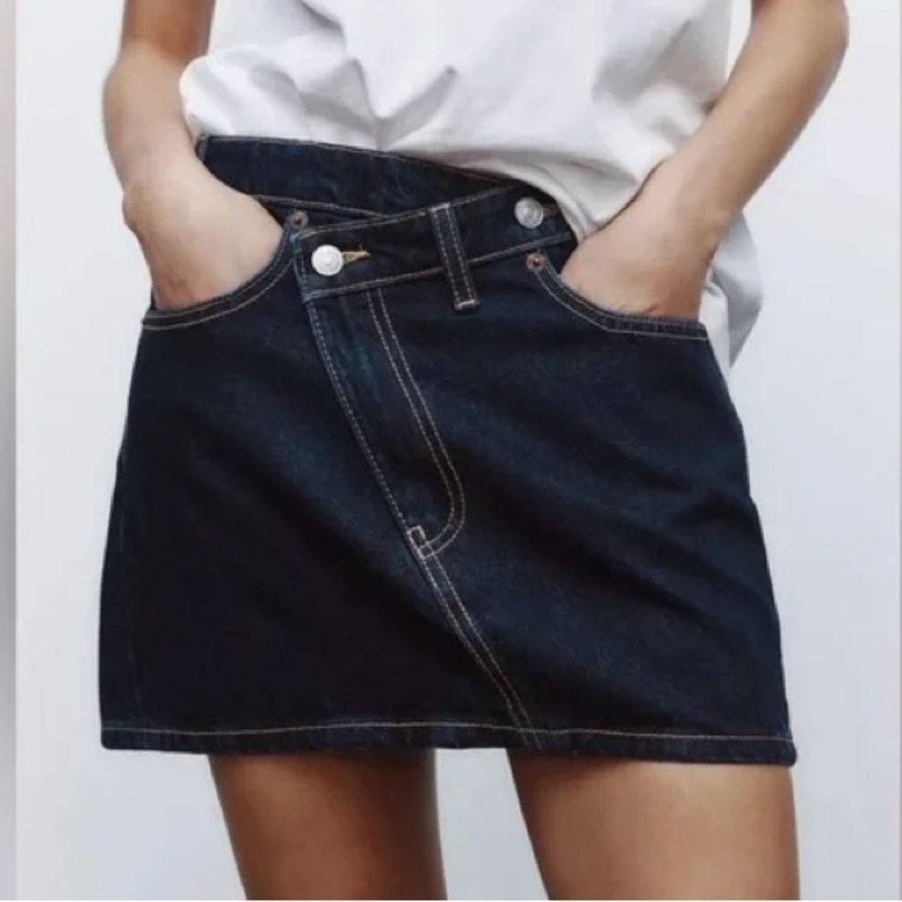 Zara Dark Navy Denim Skirt